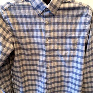 UNTUCKit Slim Fit Button Down Shirt Medium Blue Gray Check Stretch